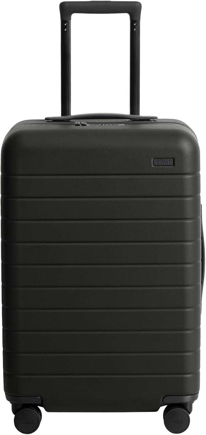 imageAway Bigger CarryOn Luggage Lightweight Hardside Large Suitcase with Spinner Wheels TSA Lock Airline Approved Jet BlackJet Black