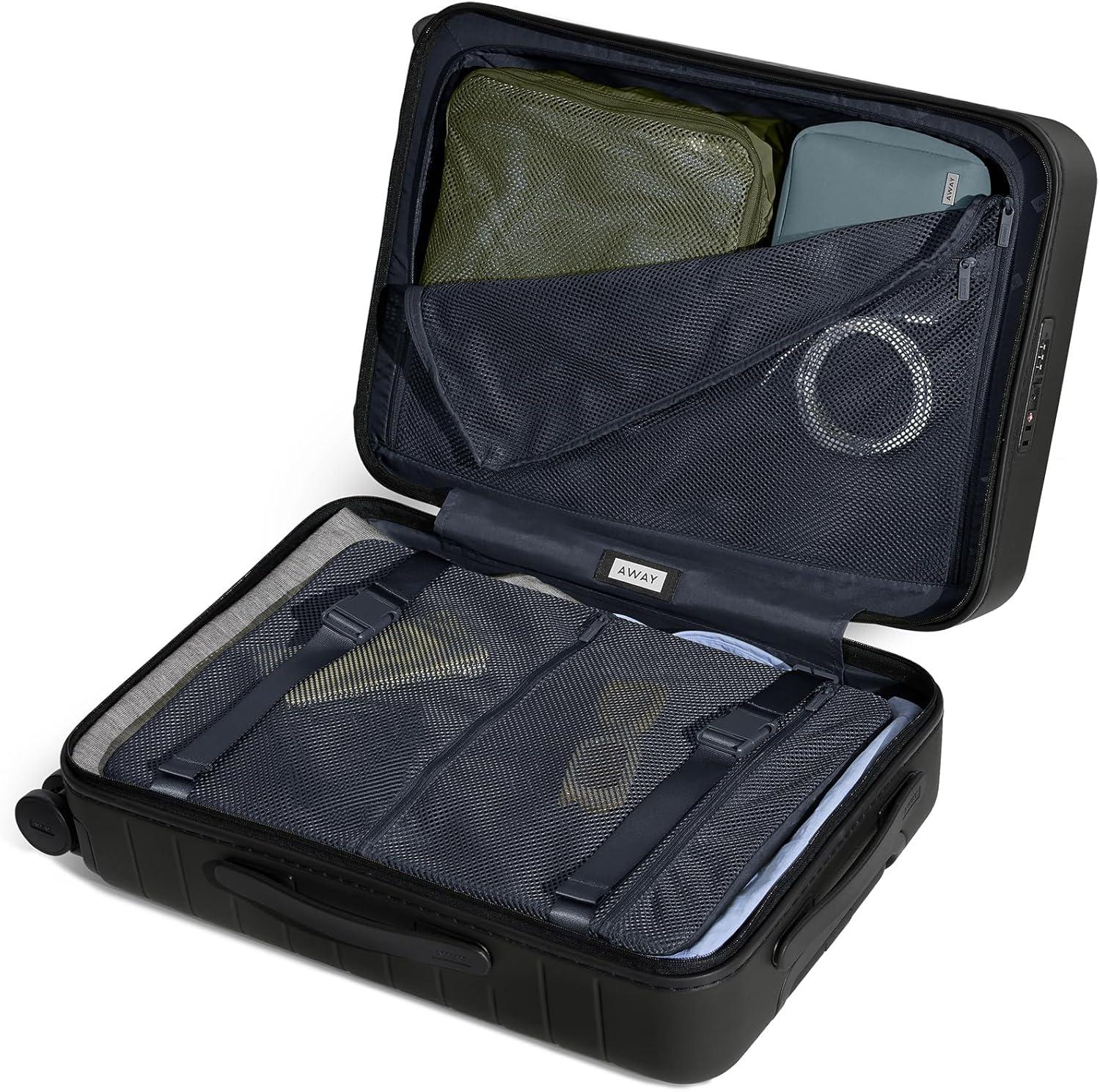 imageAway Bigger CarryOn Luggage Lightweight Hardside Large Suitcase with Spinner Wheels TSA Lock Airline Approved Jet BlackJet Black