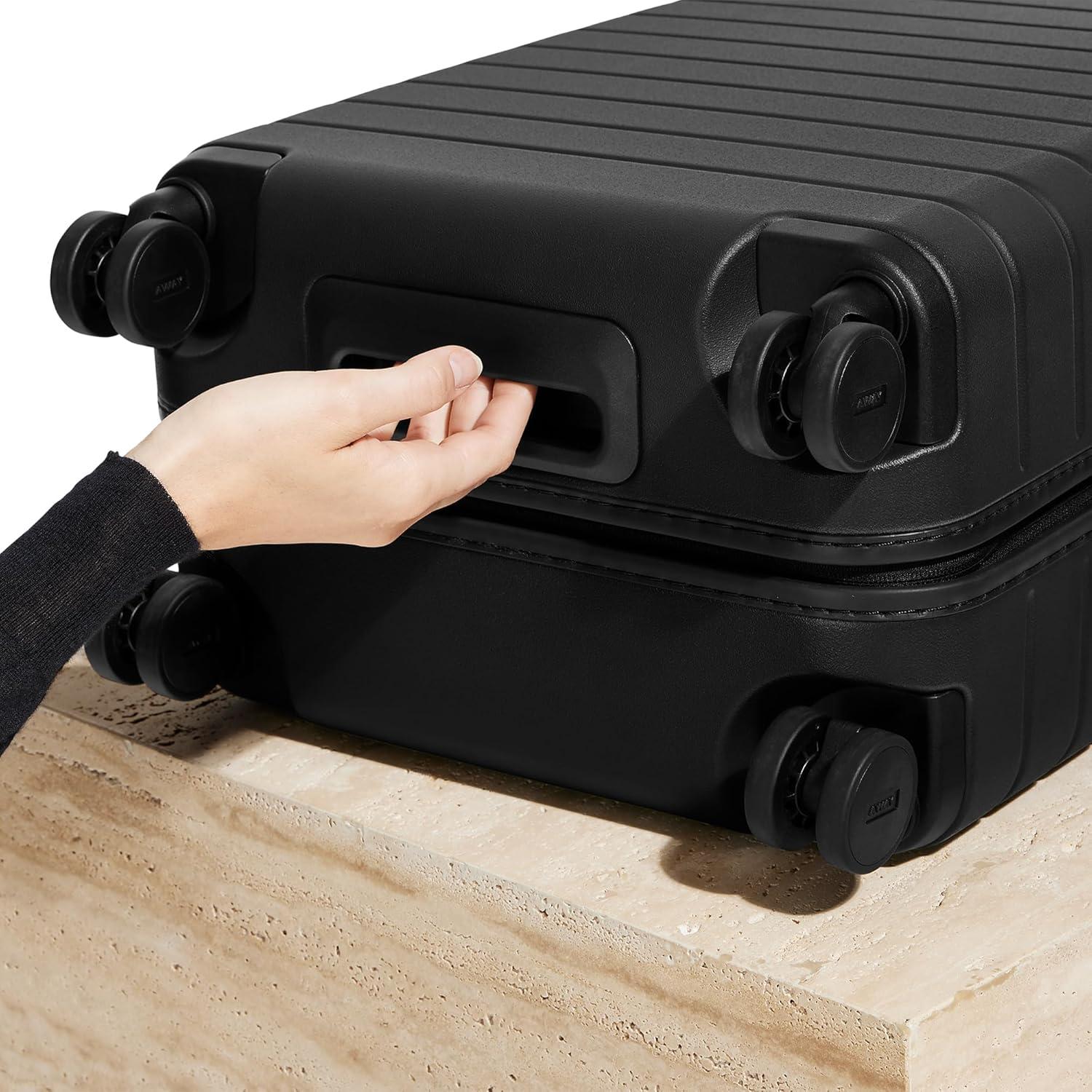 imageAway Bigger CarryOn Luggage Lightweight Hardside Large Suitcase with Spinner Wheels TSA Lock Airline Approved Jet BlackJet Black