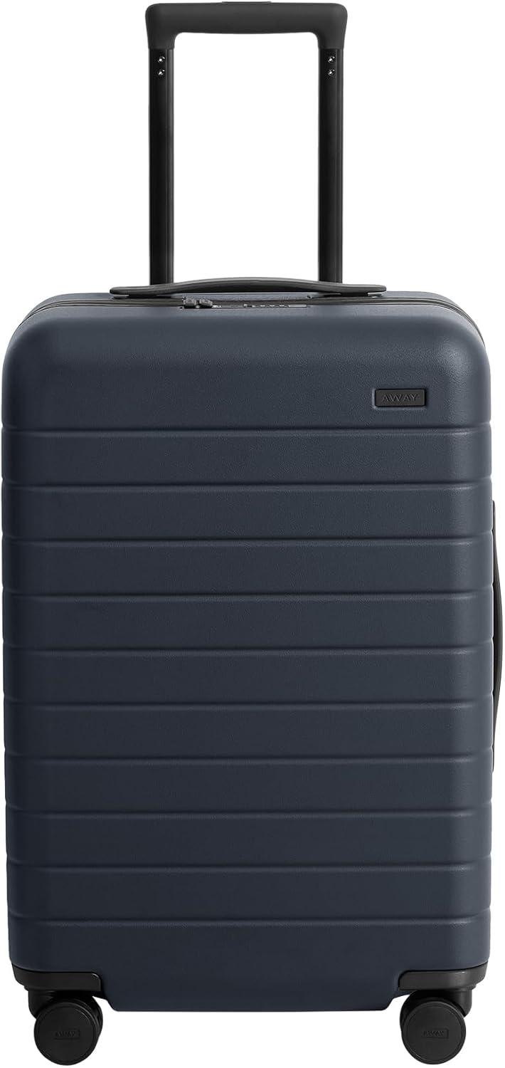 imageAway Bigger CarryOn Luggage Lightweight Hardside Large Suitcase with Spinner Wheels TSA Lock Airline Approved Jet BlackNavy Blue