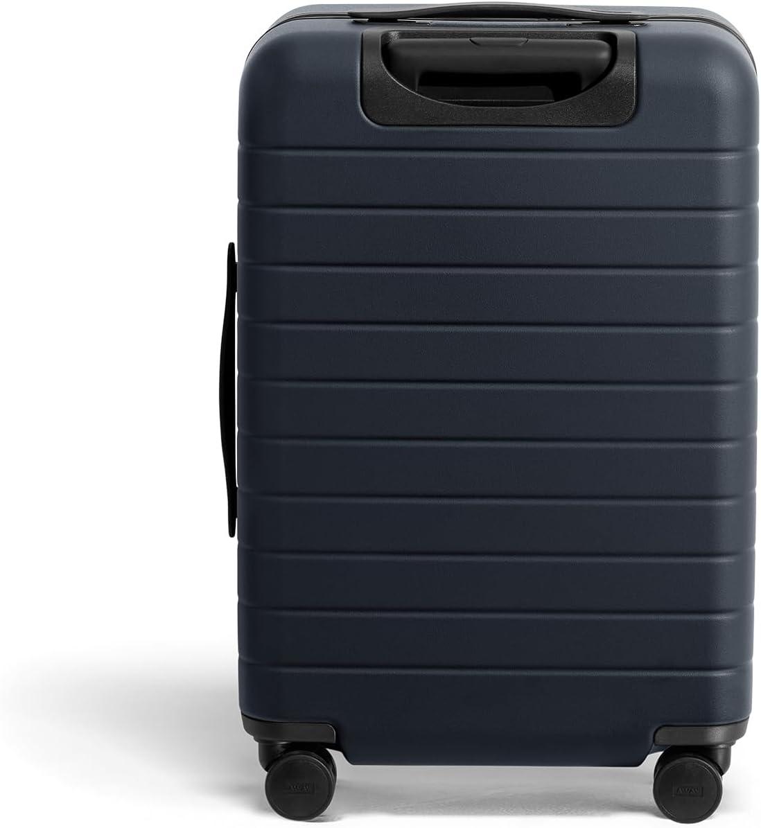 imageAway Bigger CarryOn Luggage Lightweight Hardside Large Suitcase with Spinner Wheels TSA Lock Airline Approved Jet BlackNavy Blue