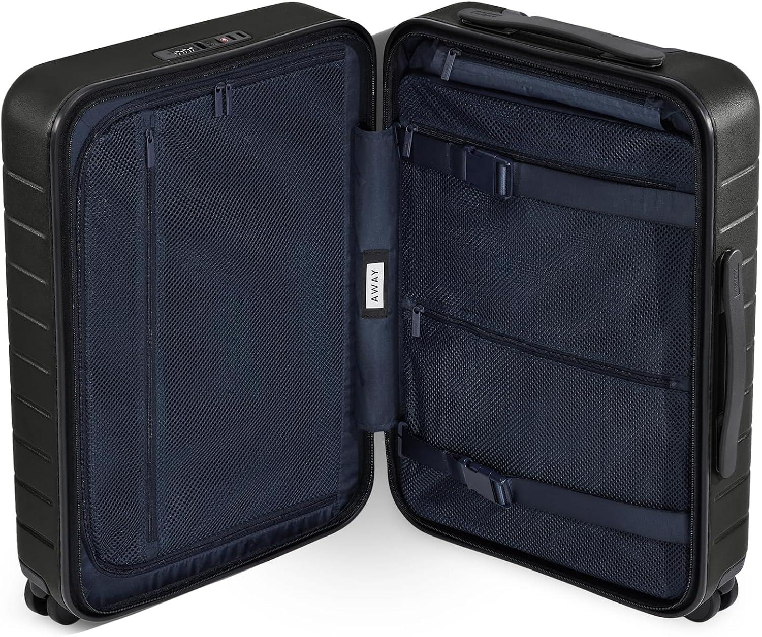 imageAway CarryOn Luggage Lightweight Hardside Suitcase with Spinner Wheels 22 Inch Airline Approved TSA Lock Salt WhiteJet Black