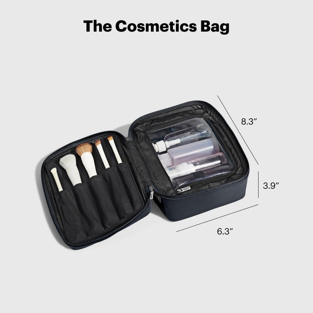 imageAway Cosmetics Bag Makeup Bag with Detachable Brush Roll Waterproof Clear Zip Pockets Travel Friendly Navy BlueJet Black