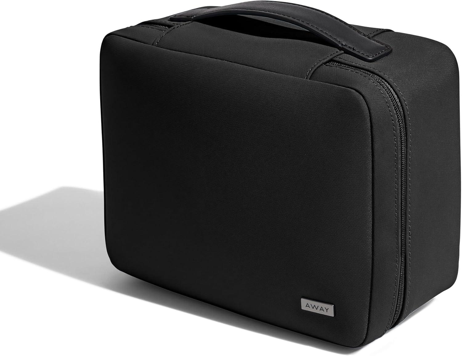 imageAway Cosmetics Bag Makeup Bag with Detachable Brush Roll Waterproof Clear Zip Pockets Travel Friendly Navy BlueJet Black