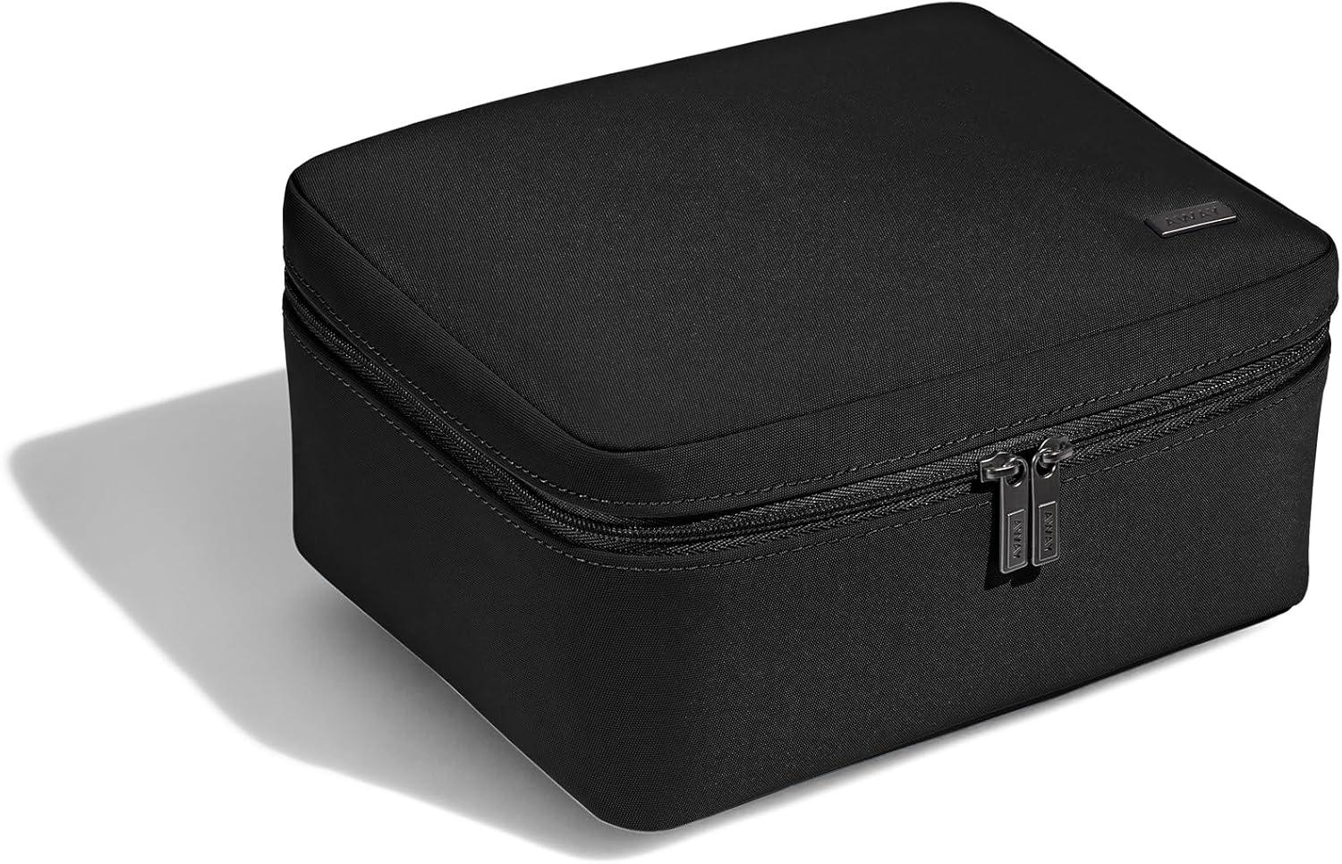 imageAway Cosmetics Bag Makeup Bag with Detachable Brush Roll Waterproof Clear Zip Pockets Travel Friendly Navy BlueJet Black