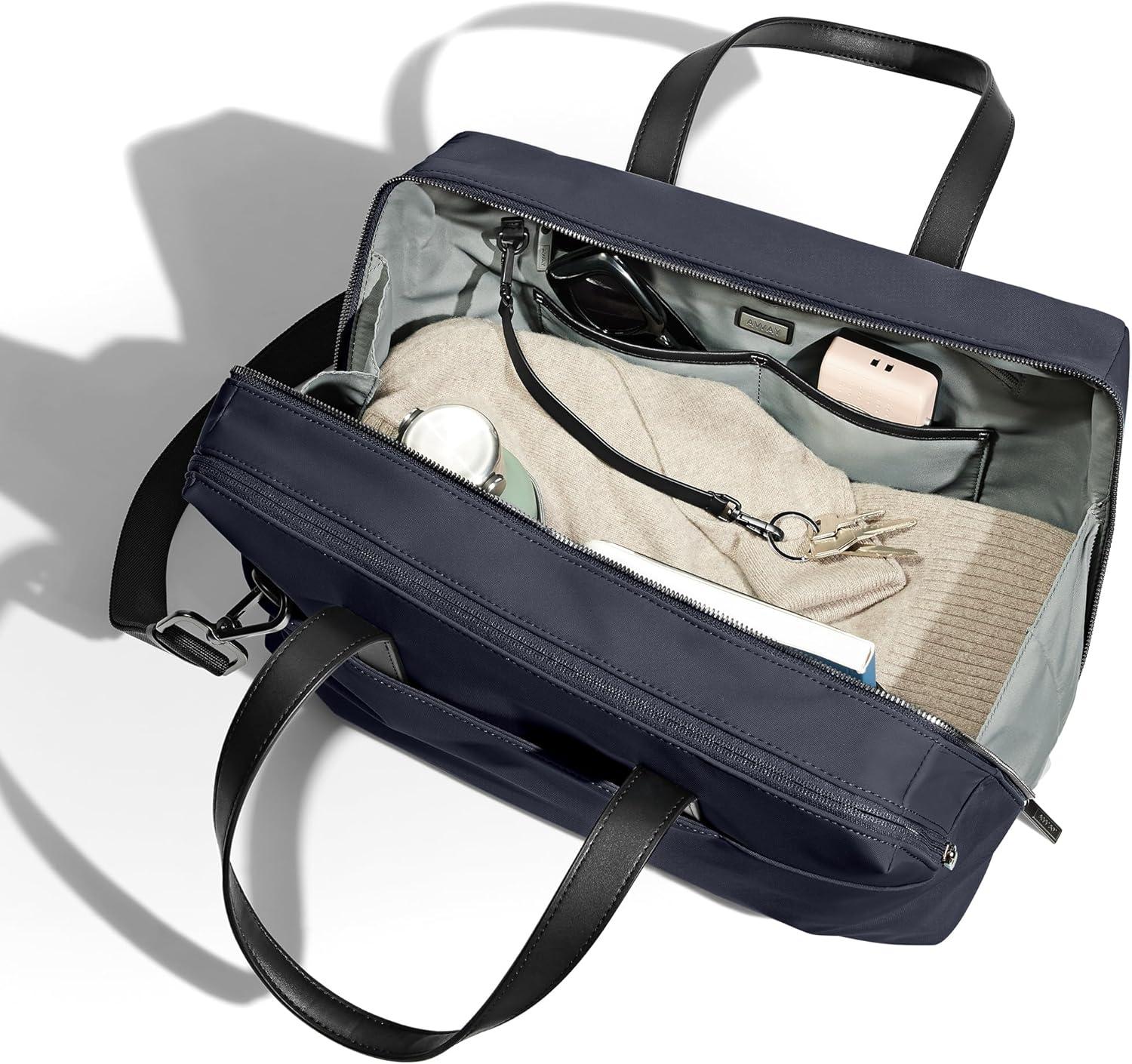 imageAway Everywhere Bag Padded Laptop Sleeve Water Resistant For Every Day Use Removable Shoulder Strap Daily Work Bag Travel Essential Approved Personal Item Jet BlackNavy Blue