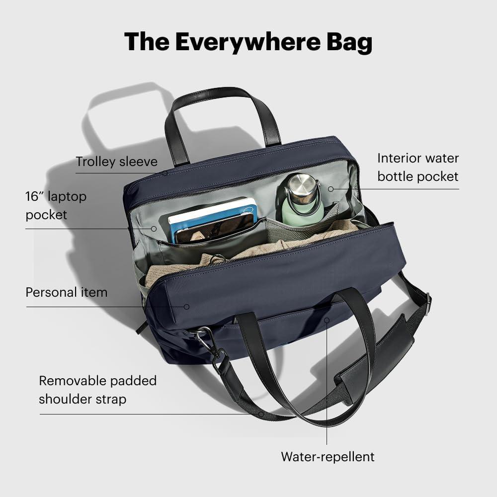 imageAway Everywhere Bag Padded Laptop Sleeve Water Resistant For Every Day Use Removable Shoulder Strap Daily Work Bag Travel Essential Approved Personal Item Jet BlackNavy Blue