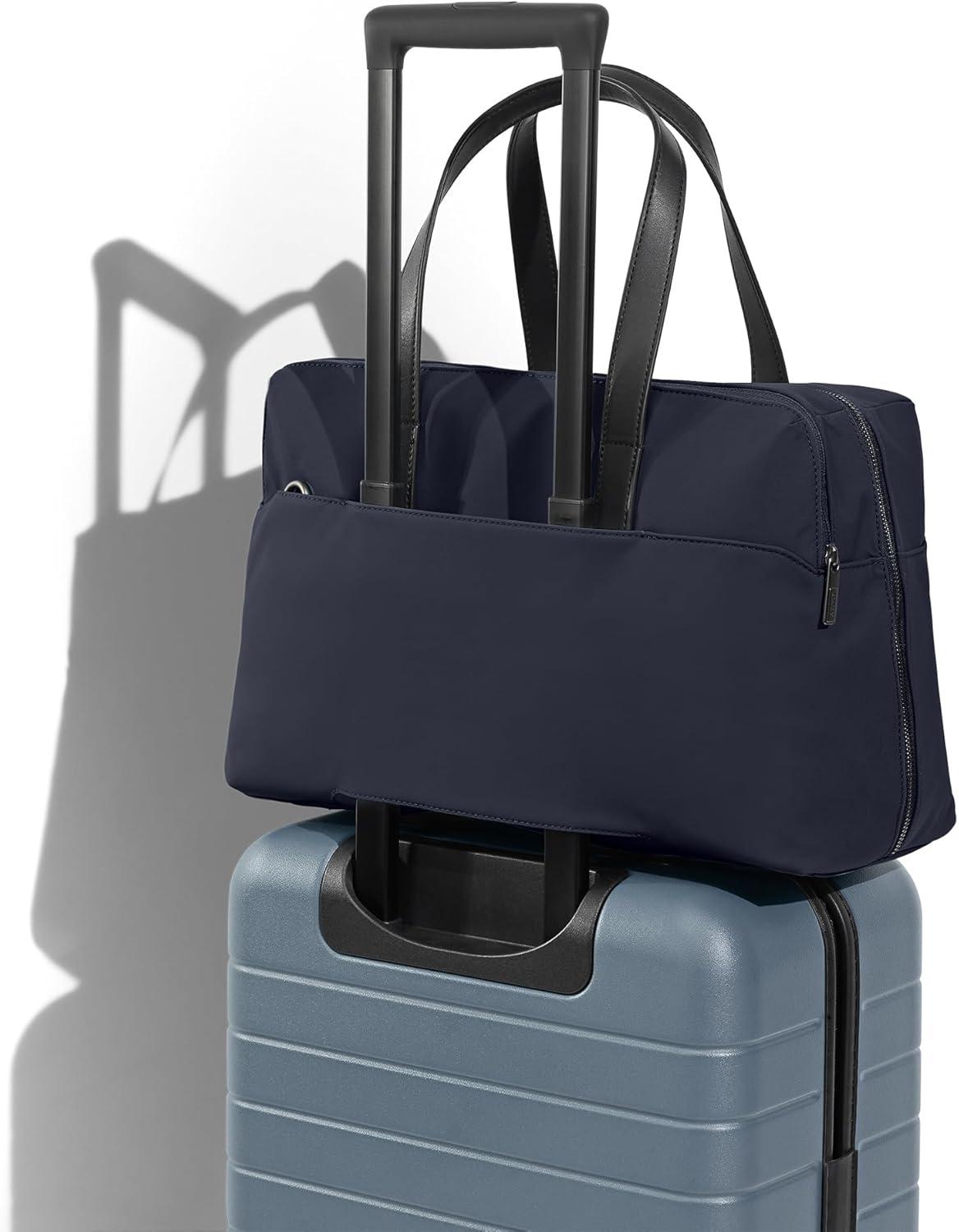 imageAway Everywhere Bag Padded Laptop Sleeve Water Resistant For Every Day Use Removable Shoulder Strap Daily Work Bag Travel Essential Approved Personal Item Jet BlackNavy Blue