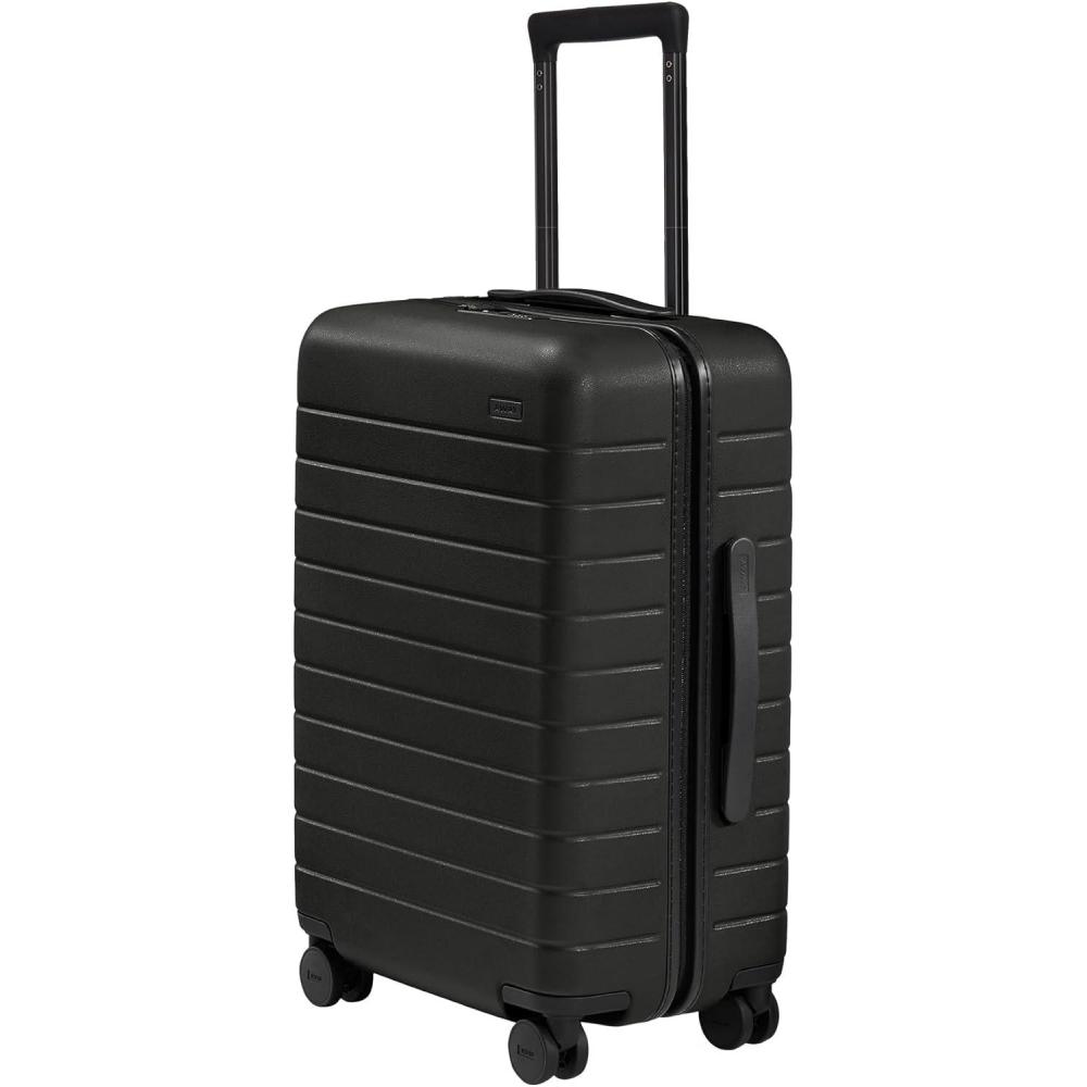 imageAway Bigger CarryOn Luggage Lightweight Hardside Large Suitcase with Spinner Wheels TSA Lock Airline Approved Jet BlackJet Black
