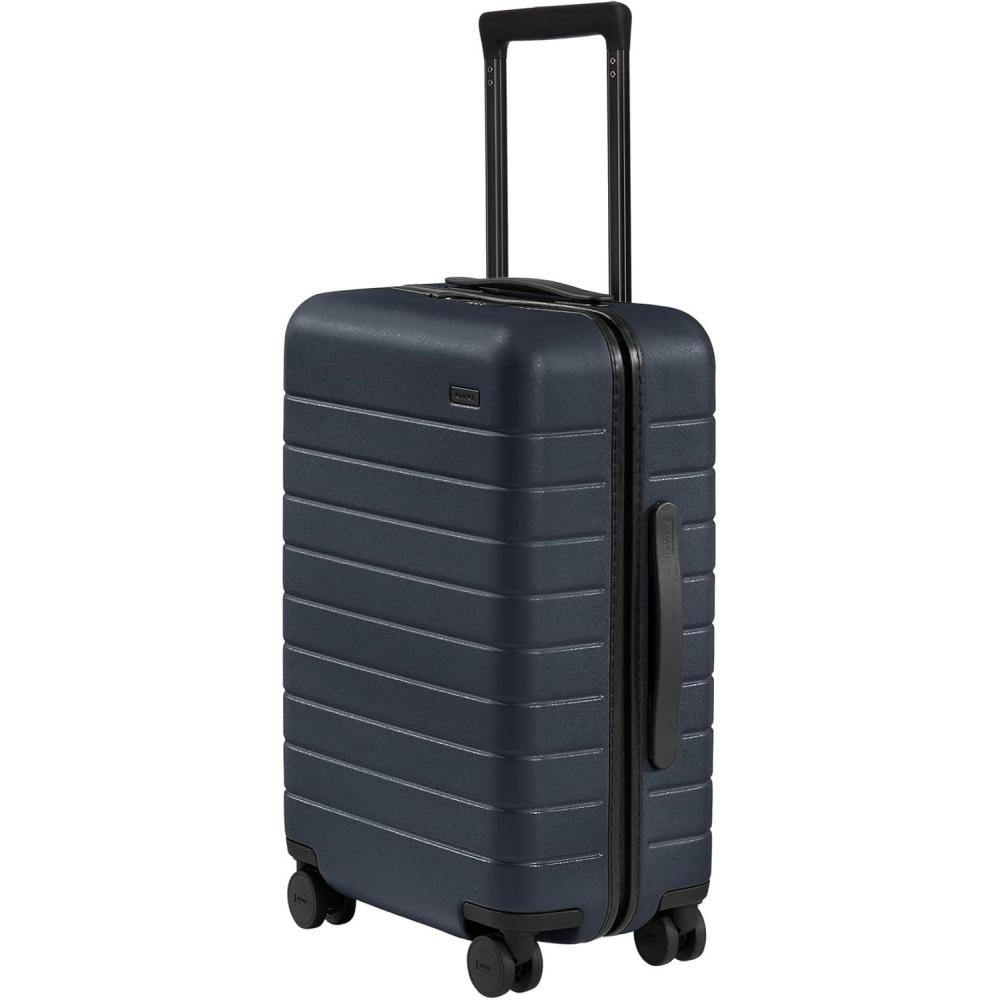 imageAway CarryOn Luggage Lightweight Hardside Suitcase with Spinner Wheels 22 Inch Airline Approved TSA Lock Salt WhiteNavy Blue