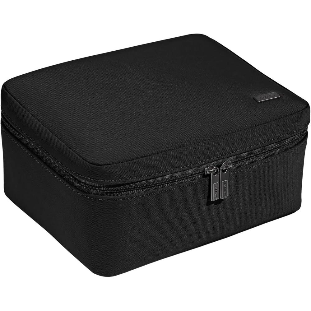 imageAway Cosmetics Bag Makeup Bag with Detachable Brush Roll Waterproof Clear Zip Pockets Travel Friendly Navy BlueJet Black