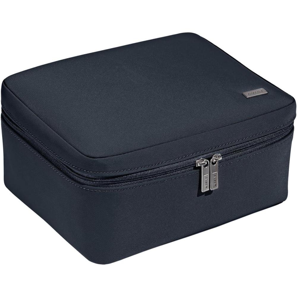 imageAway Cosmetics Bag Makeup Bag with Detachable Brush Roll Waterproof Clear Zip Pockets Travel Friendly Navy BlueNavy Blue