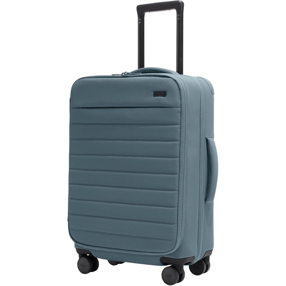 imageAway Softside Bigger CarryOn Suitcase 23 Inch Lightweight Expandable HighStrength Nylon Luggage With Spinner Wheels Meets Requirements for Most Major Airlines Clay PinkBlue