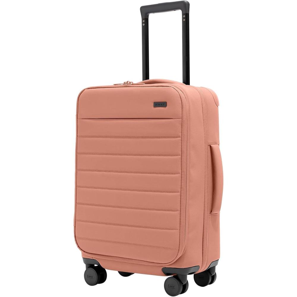 imageAway Softside CarryOn Suitcase 22 Inch Lightweight Expandable HighStrength Nylon Luggage With Spinner Wheels Meets Requirements for Most Major Airlines Cloud GrayClay Pink
