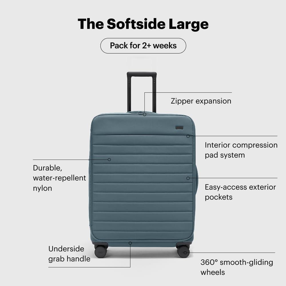 imageAway Softside Large Checked Suitcase 29 Inch Lightweight Expandable Luggage For Men amp Women Durable Nylon Exterior TSA Approved Lock Ideal For Trips 2 Weeks Coast BlueCoast Blue