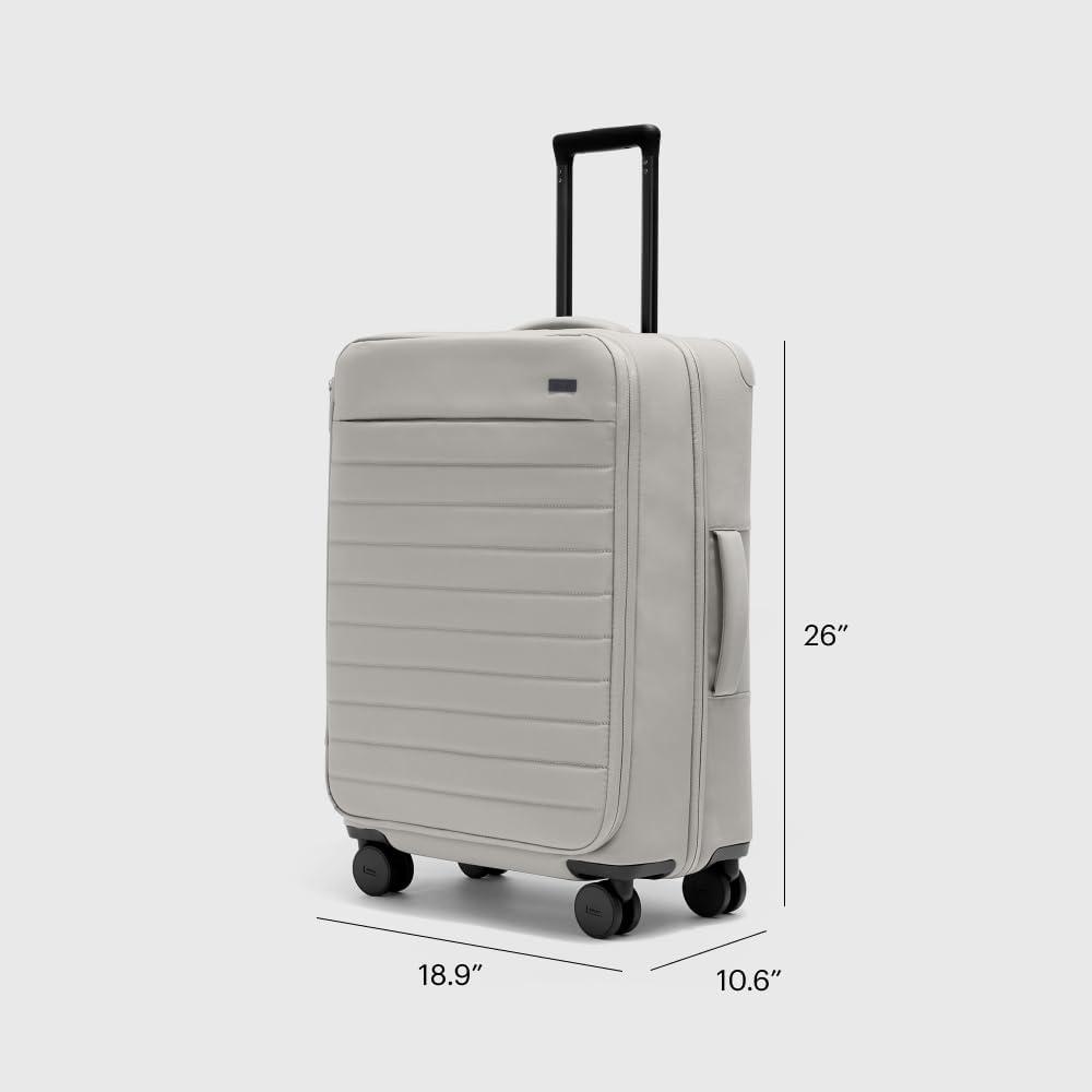 imageAway Softside Medium Checked Suitcase 26 Inch Lightweight Expandable Luggage For Men amp Women Durable Nylon Exterior TSA Approved Lock Ideal For Trips 12 Weeks Coast BlueGrey