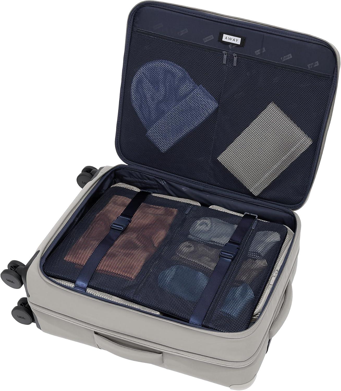 imageAway Softside Medium Checked Suitcase 26 Inch Lightweight Expandable Luggage For Men amp Women Durable Nylon Exterior TSA Approved Lock Ideal For Trips 12 Weeks Coast BlueGrey