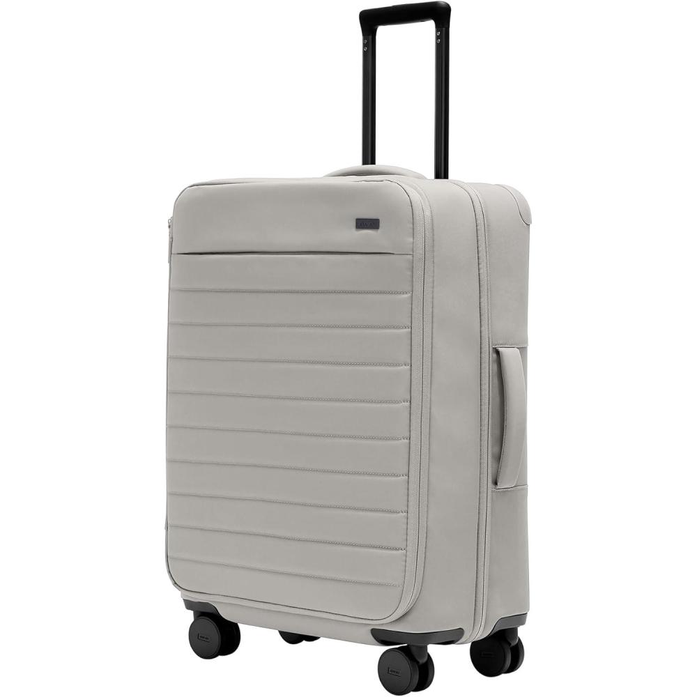 imageAway Softside Medium Checked Suitcase 26 Inch Lightweight Expandable Luggage For Men amp Women Durable Nylon Exterior TSA Approved Lock Ideal For Trips 12 Weeks Coast BlueGrey