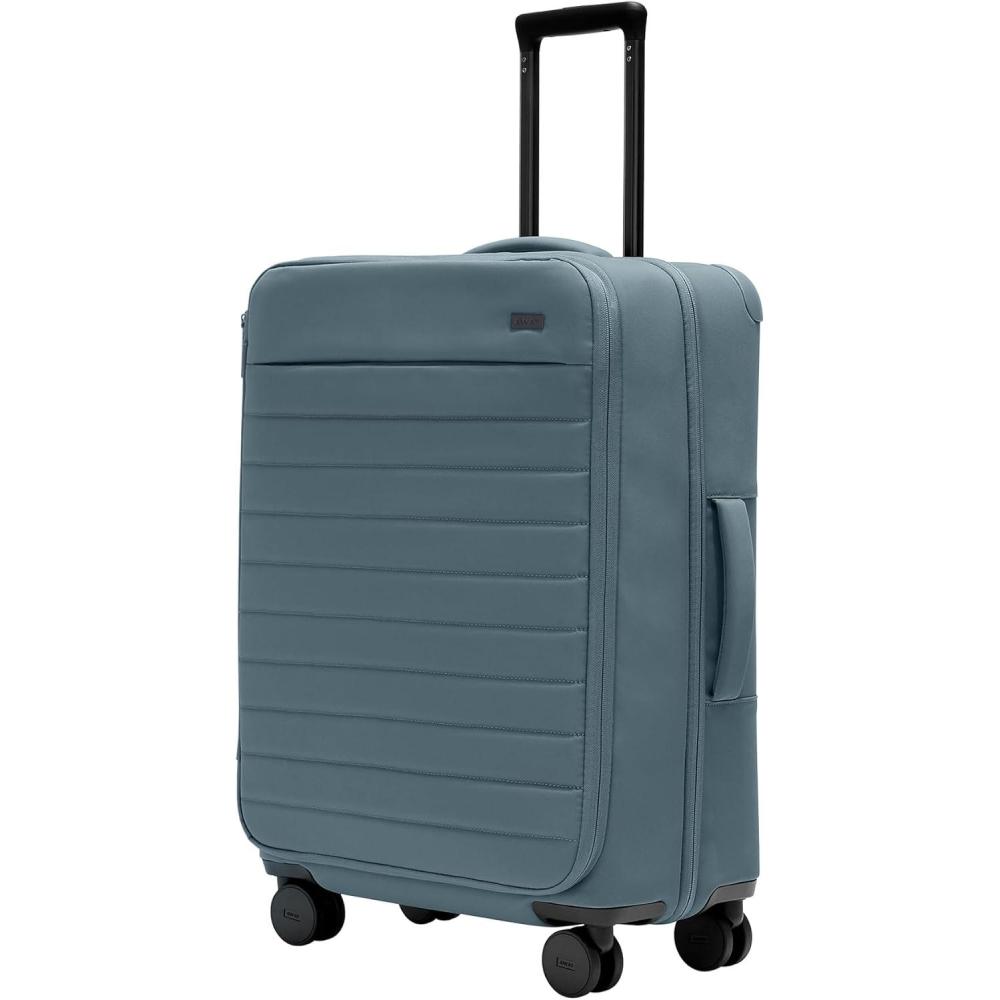 imageAway Softside Medium Checked Suitcase 26 Inch Lightweight Expandable Luggage For Men amp Women Durable Nylon Exterior TSA Approved Lock Ideal For Trips 12 Weeks Coast BlueCoast Blue