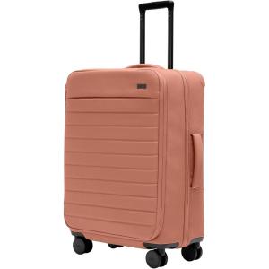 Away Softside Medium Checked Suitcase, 26 Inch Lightweight, Expandable Luggage For Men & Women, Durable Nylon Exterior, TSA Approved Lock, Ideal For Trips 1-2 Weeks, Coast Blue(Clay Pink)