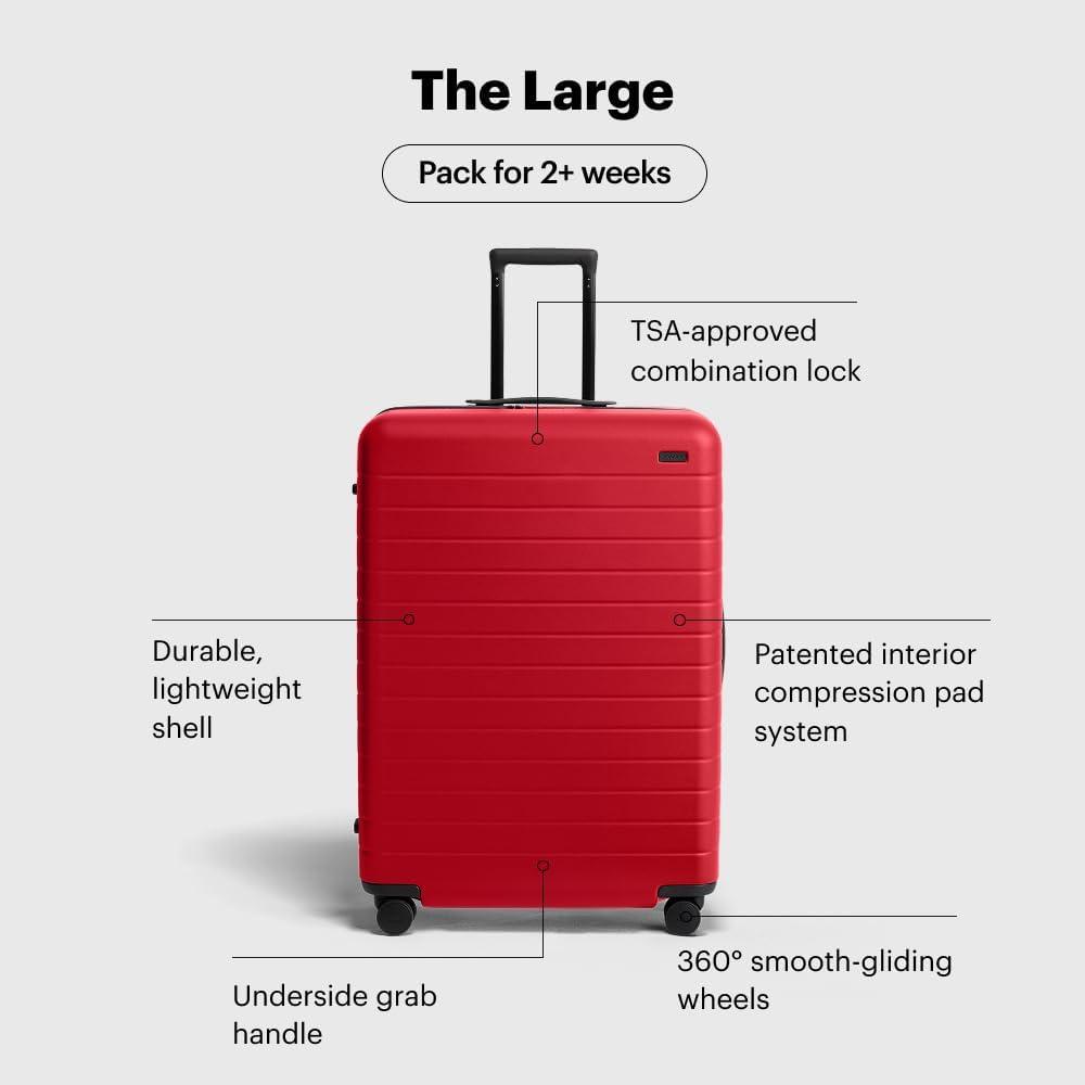 imageAway Large Checked Luggage 29 Inch Hardside Suitcase with Spinner Wheels Lightweight amp Durable TSA Lock Salt White MatteCherry Red
