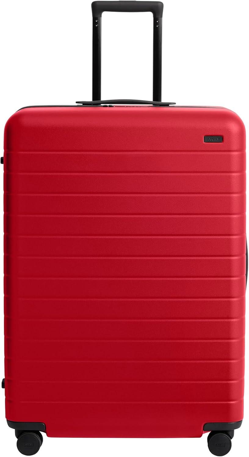 imageAway Large Checked Luggage 29 Inch Hardside Suitcase with Spinner Wheels Lightweight amp Durable TSA Lock Salt White MatteCherry Red