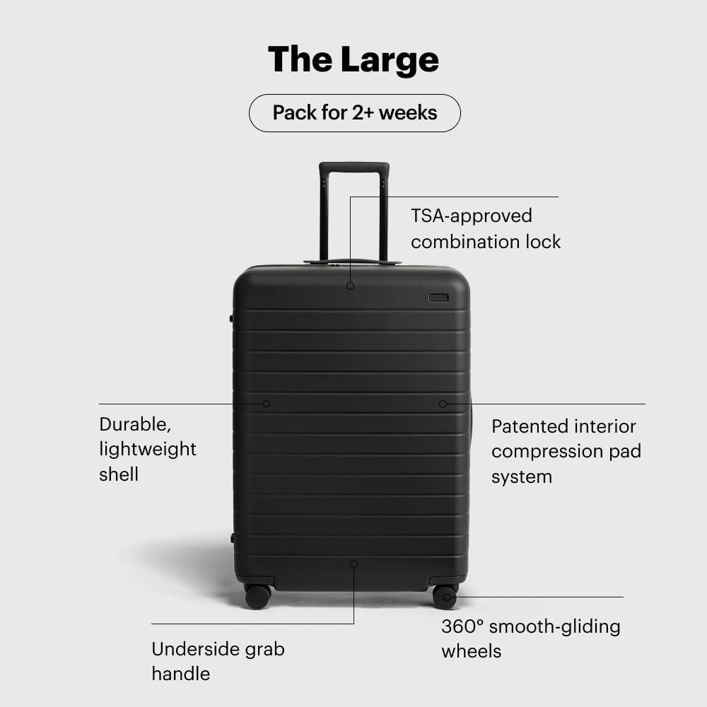 imageAway Large Checked Luggage 29 Inch Hardside Suitcase with Spinner Wheels Lightweight amp Durable TSA Lock Salt White MatteJet Black