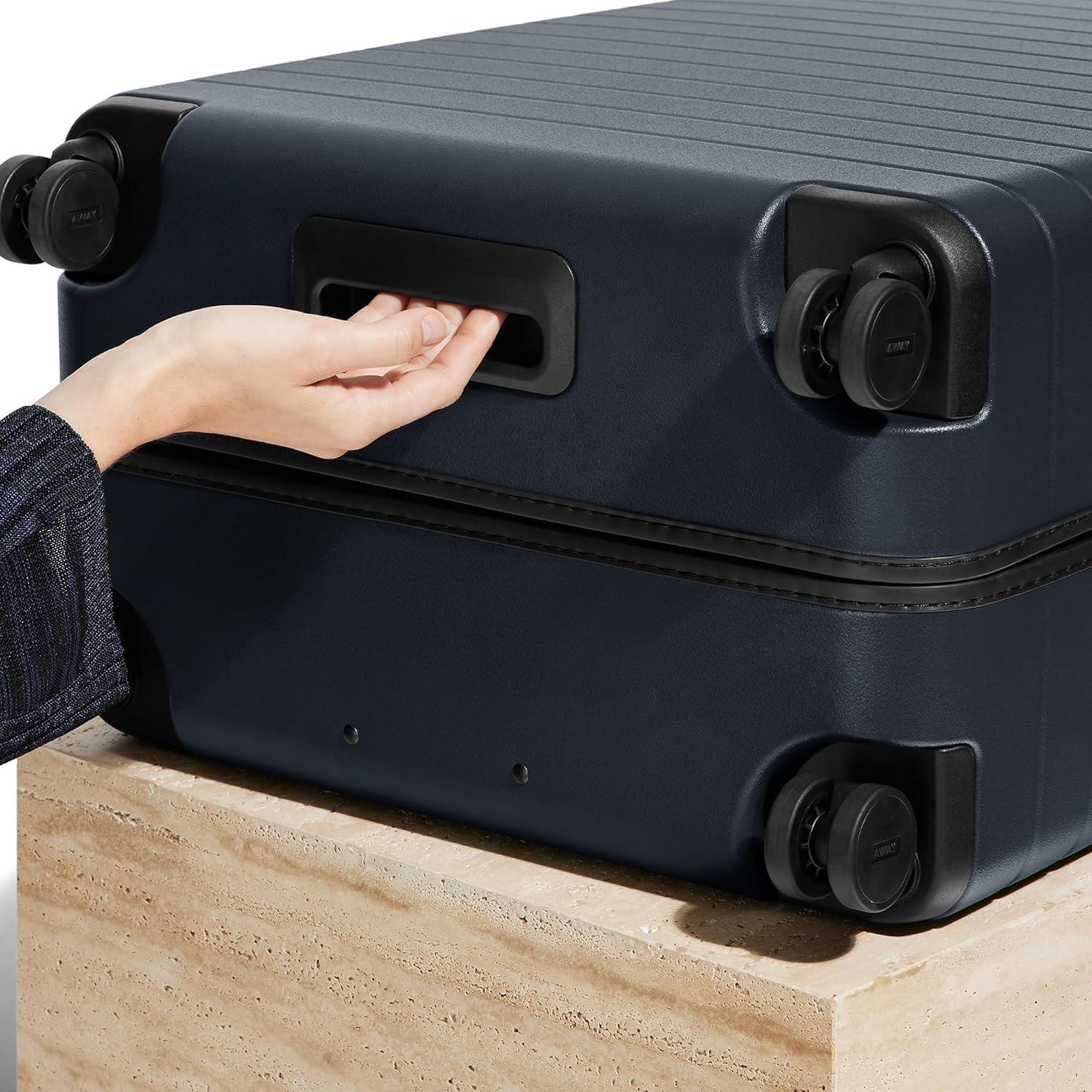 imageAway Large Checked Luggage 29 Inch Hardside Suitcase with Spinner Wheels Lightweight amp Durable TSA Lock Salt White MatteNavy Blue