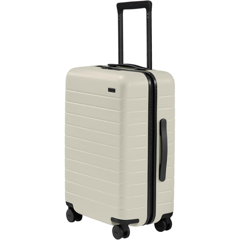 imageAway Bigger CarryOn Luggage Lightweight Hardside Large Suitcase with Spinner Wheels TSA Lock Airline Approved Blush PinkSalt White Matte