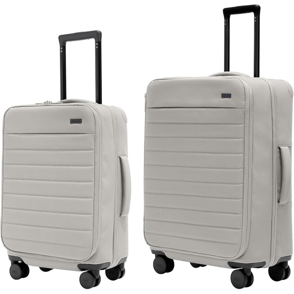 imageAway CarryOn and Medium Checked Luggage Set Lightweight Softside Suitcase with Spinner Wheels 22 inch  26 inch Cloud Gray
