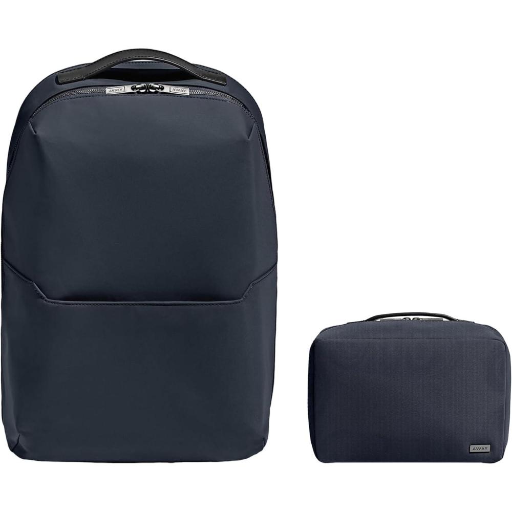 imageAway Travel Duo Everywhere Backpack amp Small Toiletry Bag Set Navy Blue Seamless Travel amp Organization
