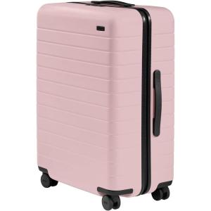 Away Medium Checked Luggage, Lightweight Hard Shell Suitcase with Spinner Wheels, Durable Rolling Luggage, TSA Lock, 26 Inch, Salt White Matte(Blush Pink)