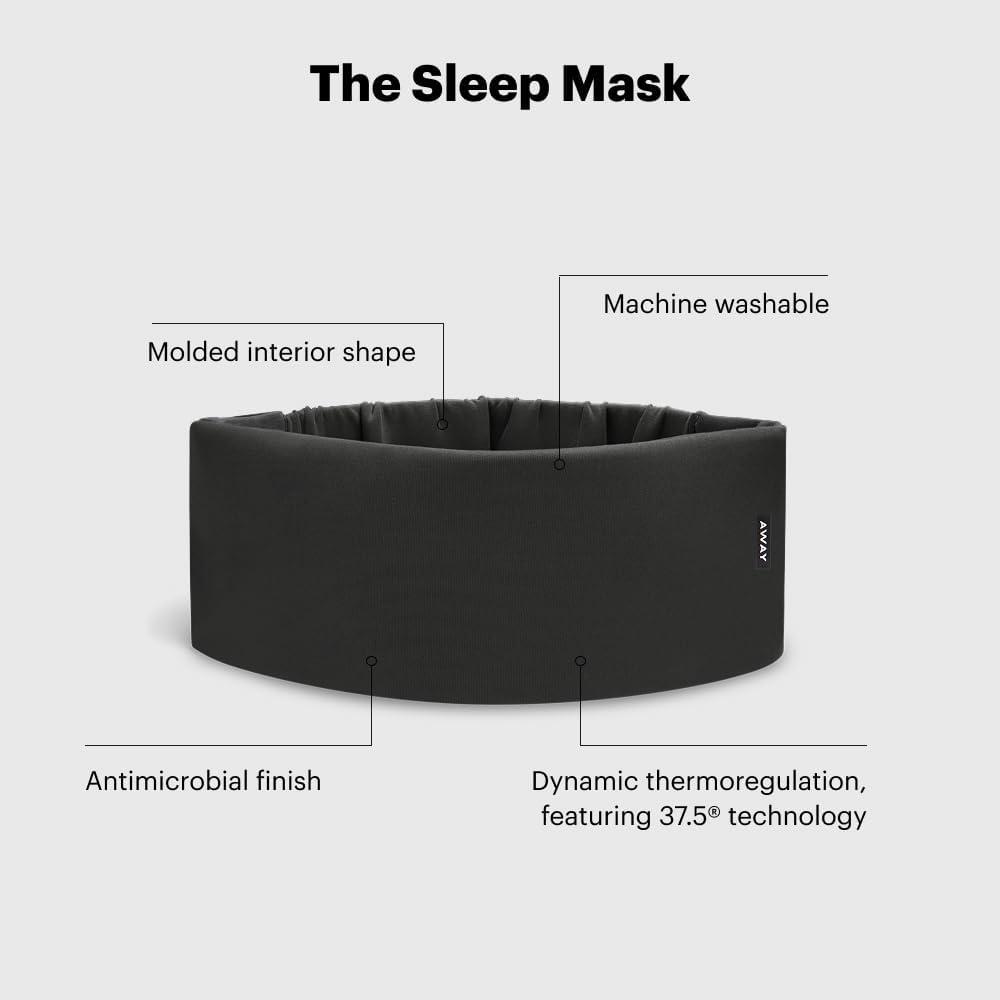 imageAway Sleep Mask Premium Thermoregulating Eye Mask for Sleeping amp Travel100 Blackout Soft Contoured Packable Hidden Earplug Pocket Jet BlackNavy Blue