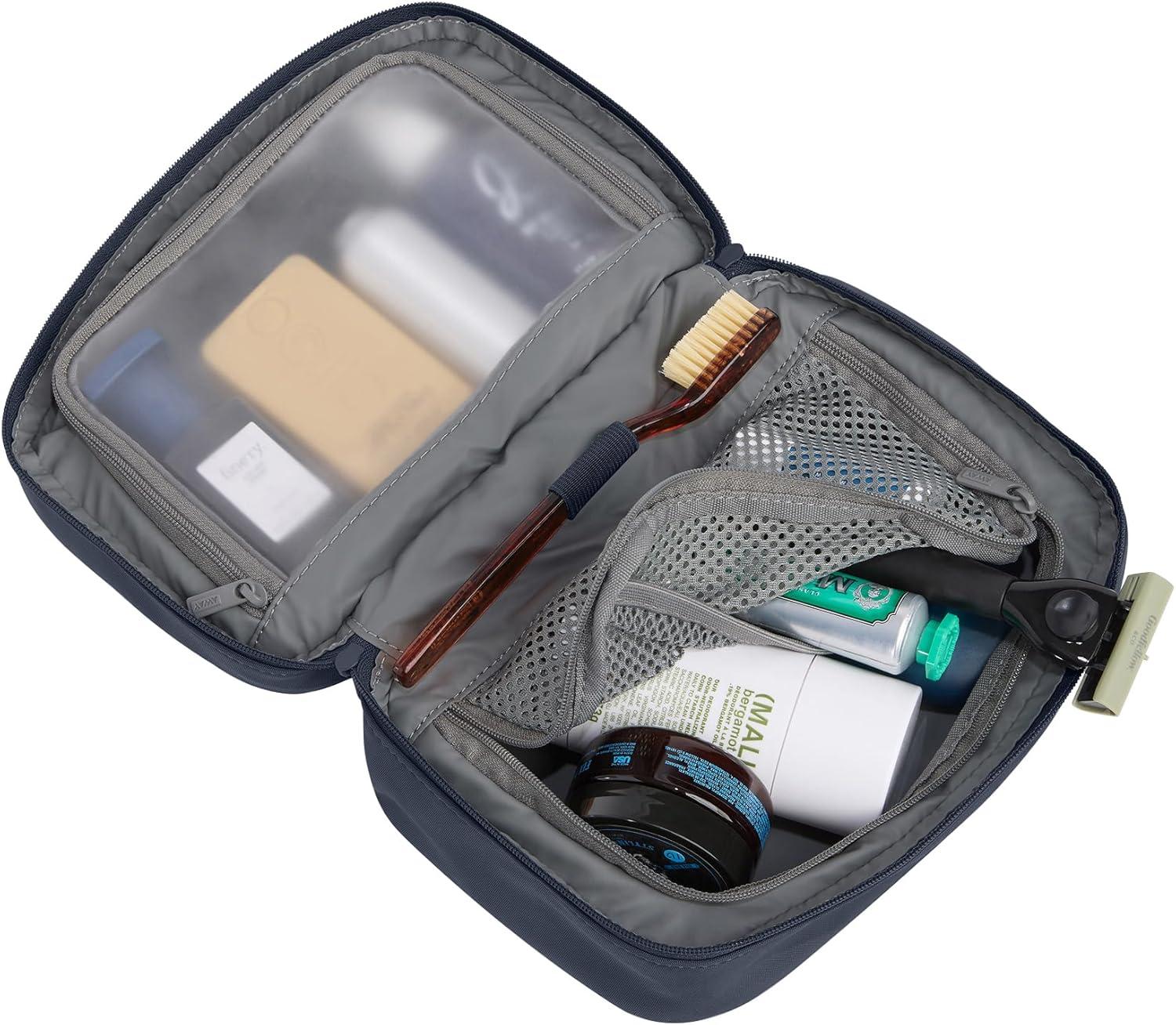 imageAway Toiletry Bag Small Lightweight Travel Pouch Compact Travel Organizer with Multiple Compartments Navy BlueNavy Blue