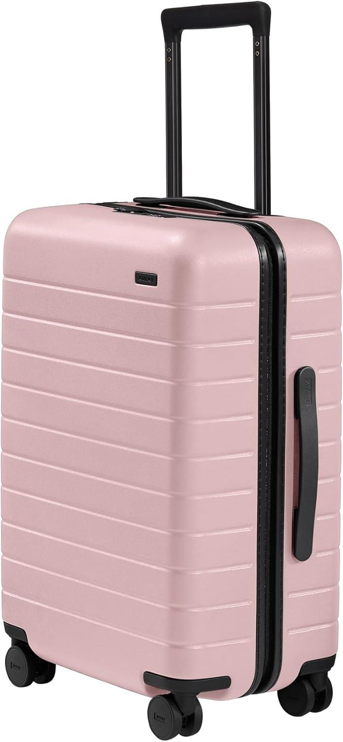 imageAway Bigger CarryOn Luggage Set  Hardside Suitcase with Spinner WheelsHis amp Hers Travel Set Blush Pink amp Navy Blue