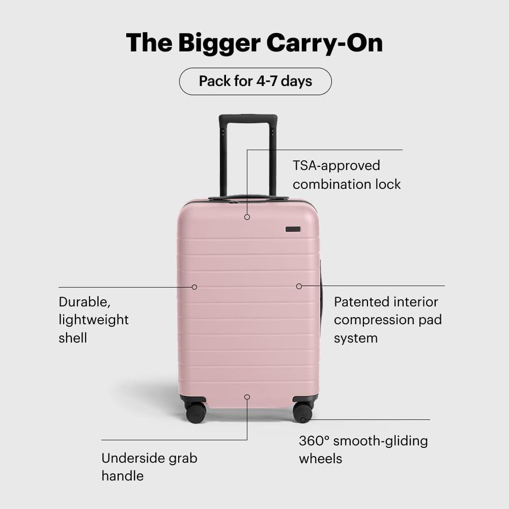 imageAway Bigger CarryOn Luggage Set  Hardside Suitcase with Spinner WheelsHis amp Hers Travel Set Blush Pink amp Navy Blue
