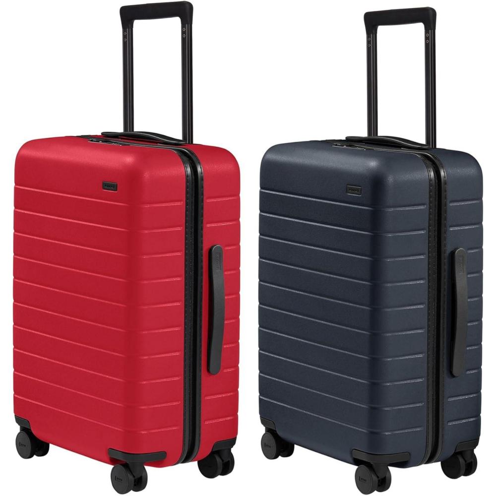 imageAway Bigger CarryOn Luggage Set Hardside Suitcase with Spinner WheelsHis amp Hers Travel Set Cherry Red amp Navy Blue