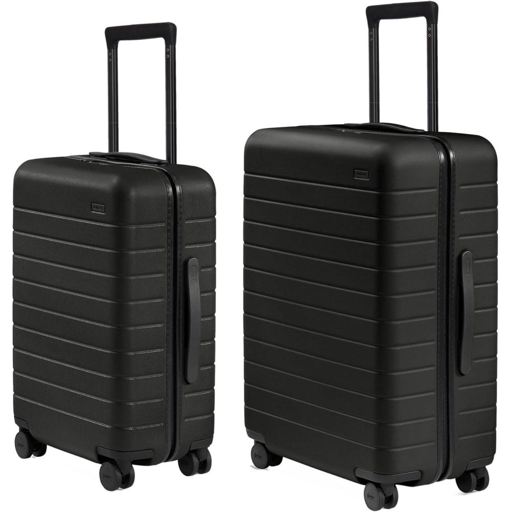 imageAway CarryOn and Medium Checked Luggage Set Hardside Suitcase with Spinner Wheels 22 inch 26 inch Jet Black