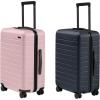 imageAway Bigger CarryOn Luggage Set  Hardside Suitcase with Spinner WheelsHis amp Hers Travel Set Blush Pink amp Navy Blue