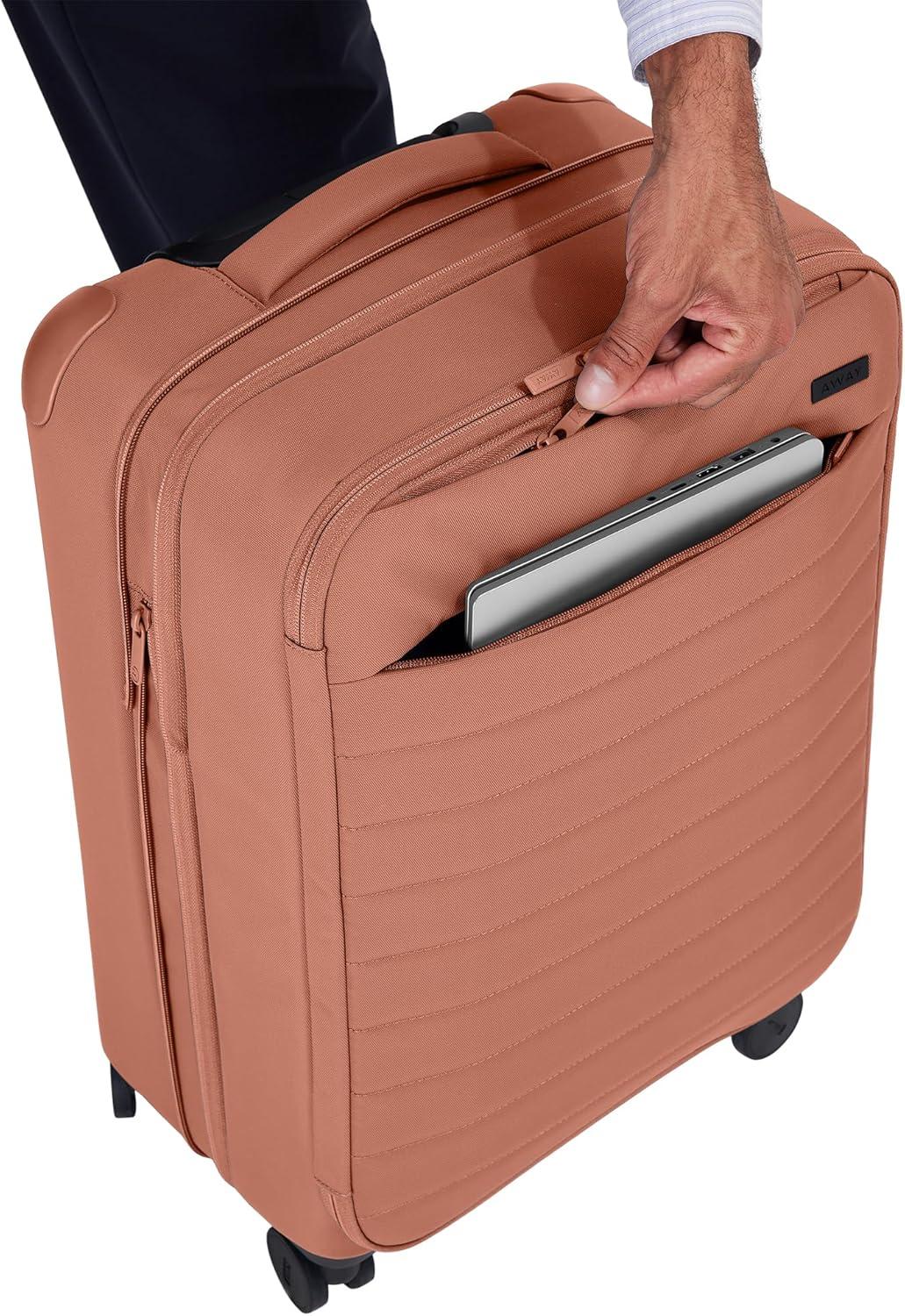 imageAway Bigger CarryOn and Large Checked Luggage Set Softside Suitcase with Spinner Wheels Clay Pink