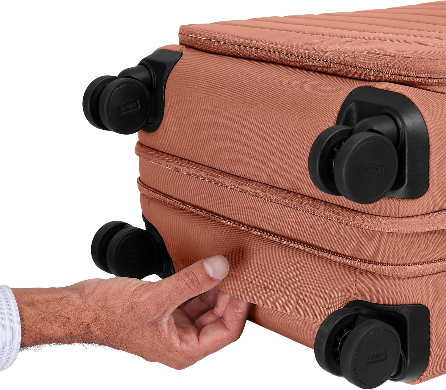 imageAway Bigger CarryOn and Large Checked Luggage Set Softside Suitcase with Spinner Wheels Clay Pink