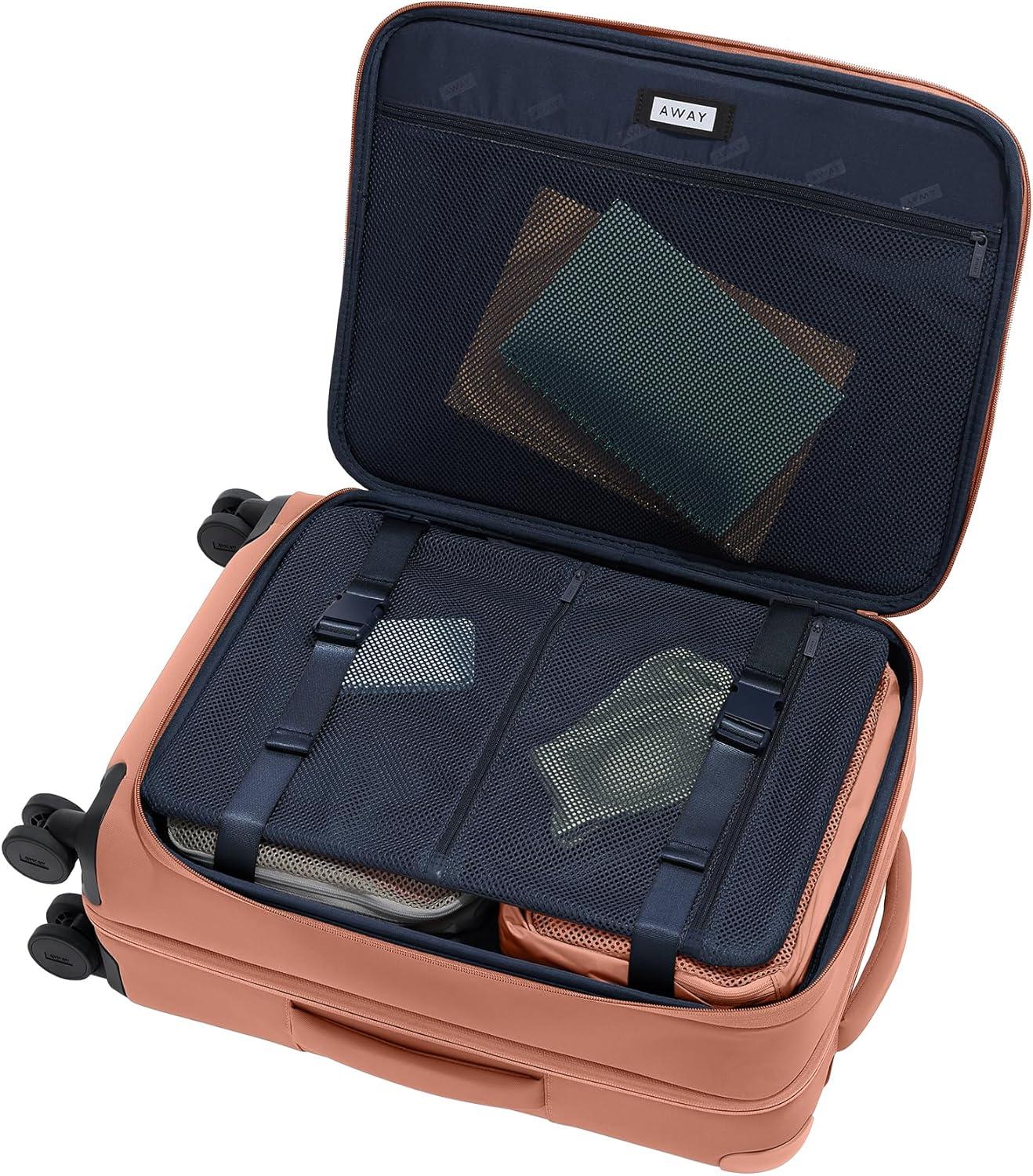 imageAway Bigger CarryOn and Large Checked Luggage Set Softside Suitcase with Spinner Wheels Clay Pink