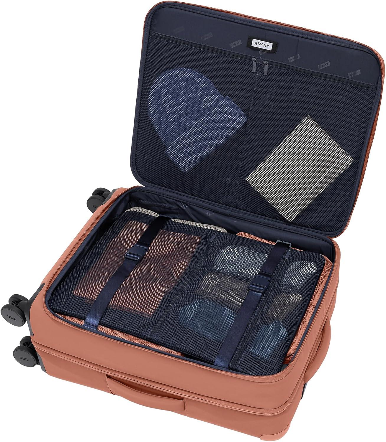 imageAway Bigger CarryOn and Medium Checked Luggage Set Lightweight Softside Suitcase with Spinner Wheels Clay Pink