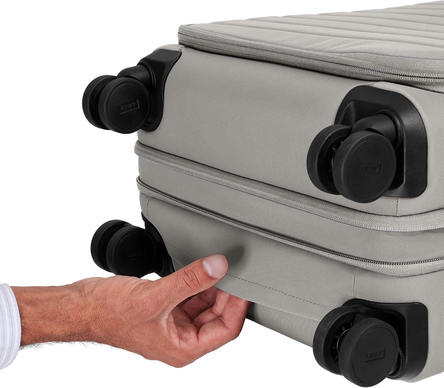 imageAway Travel Duo Bigger CarryOn Softside Luggage and 31 inch Hardside Large Trunk Luggage Cloud Gray amp Tango Red