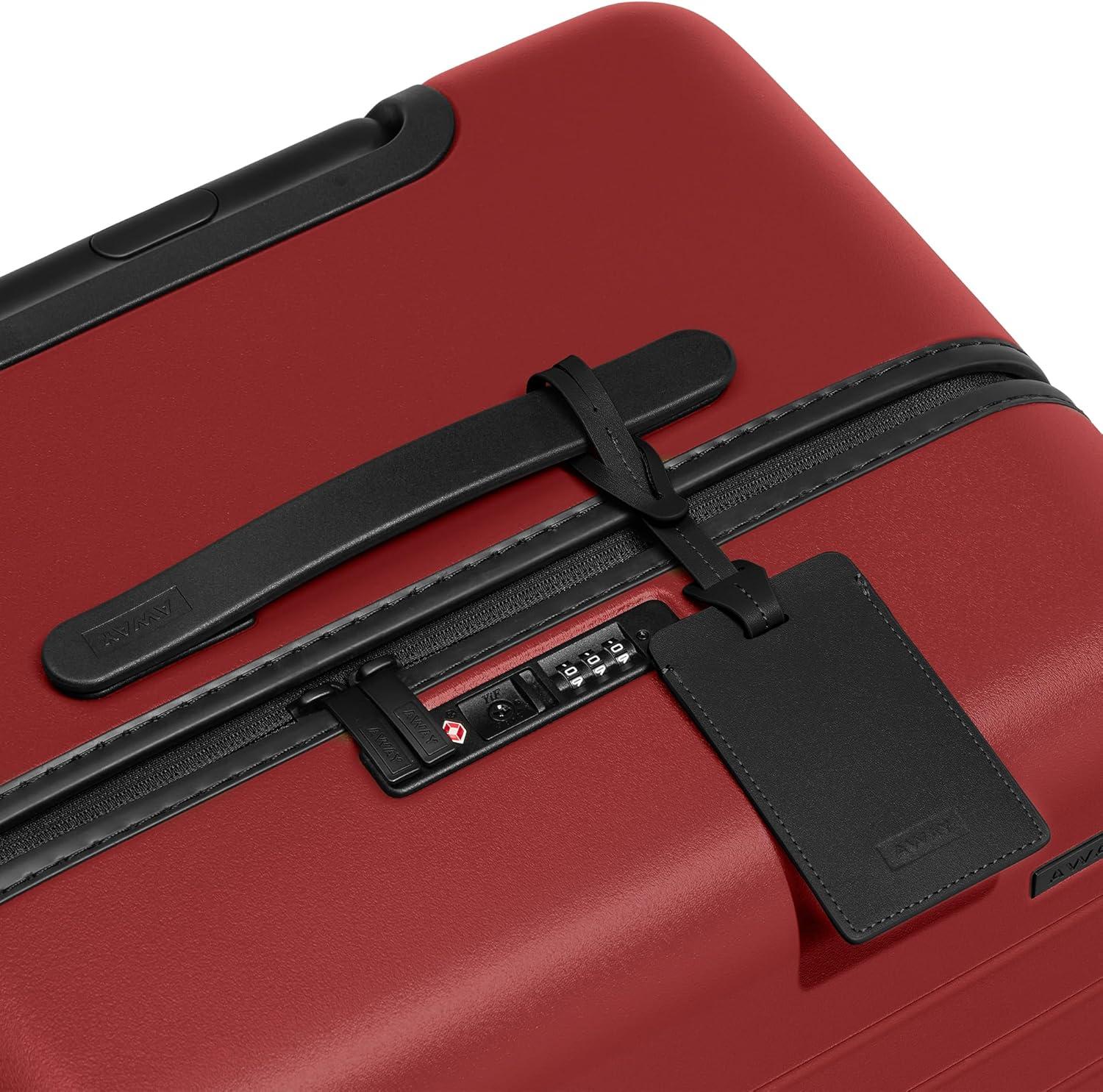 imageAway Travel Duo Bigger CarryOn Softside Luggage and 31 inch Hardside Large Trunk Luggage Cloud Gray amp Tango Red