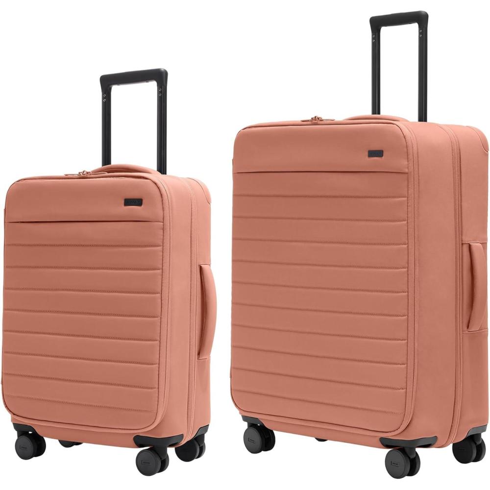 imageAway Bigger CarryOn and Large Checked Luggage Set Softside Suitcase with Spinner Wheels Clay Pink