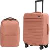 imageAway Travel Duo Bigger CarryOn Softside Luggage and Everywhere Zip Backpack Clay Pink