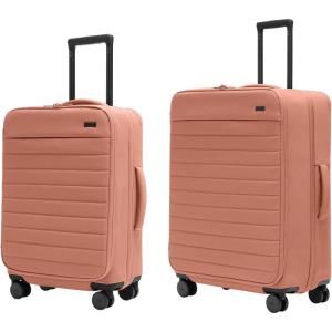 Away Bigger Carry-On and Medium Checked Luggage Set, Lightweight Softside Suitcase with Spinner Wheels, Clay Pink