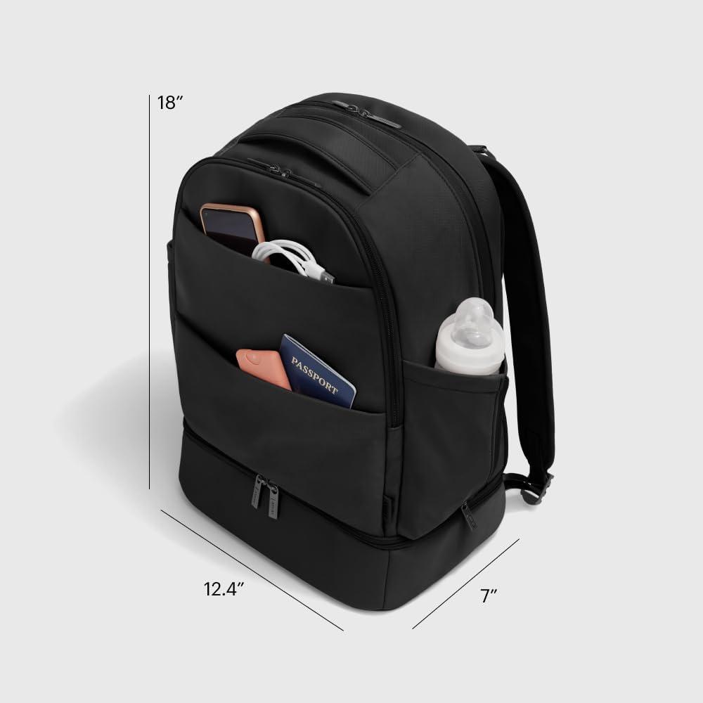 imageAway Double Diaper Backpack Lightweight Baby Diaper Bag Backpack for Mom amp Dad Spacious Comfortable Travel Ready Jet Black