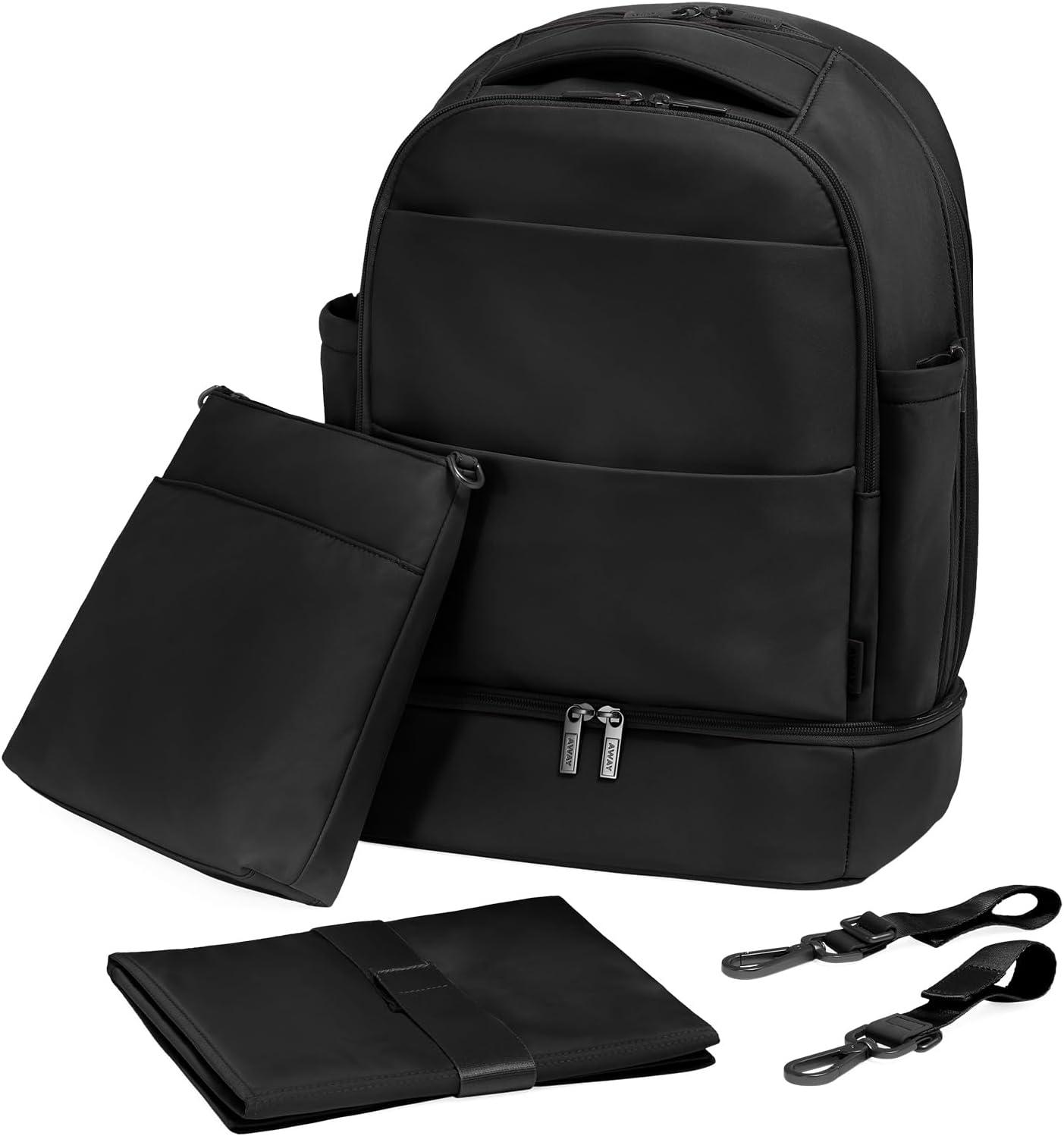 imageAway Double Diaper Backpack Lightweight Baby Diaper Bag Backpack for Mom amp Dad Spacious Comfortable Travel Ready Jet Black